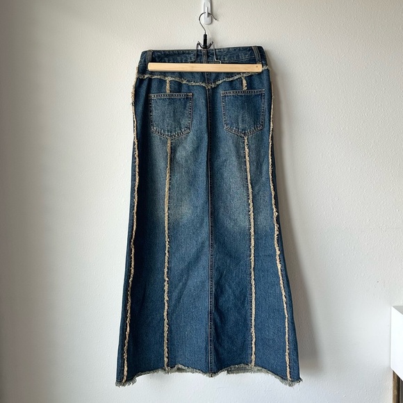 JOUER AUX ECHECS Denim front slit long skirt size 4 - Picture 2 of 13